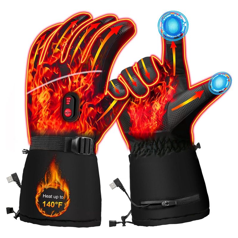 Heated Gloves Electric - A07T-ถุงมือไฟฟ้าให้ความร้อน ถุงมืออุ่นมือสำหรับฤดูหนาว ถุงมือทัชสกรีน ใช้แบตเตอรี่ กันน้ำ สำหรับทำงานกลางแจ้ง