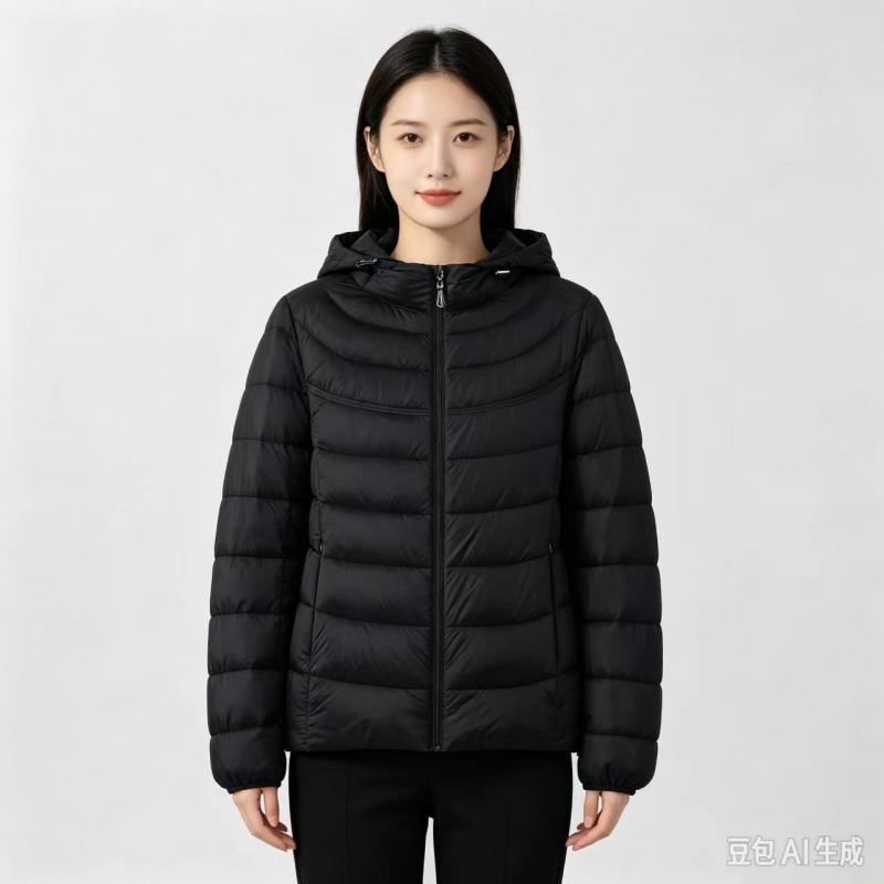 Winter Clothing Pk - เสื้อแจ็คเก็ตพัฟเฟอร์แฟชั่นผู้หญิง เสื้อแจ็คเก็ตผ้าฝ้ายบุขนเป็ดน้ำหนักเบาพิเศษ คอลเลคชั่นใหม่ ฤดูใบไม้ร่วง ฤดูหนาว เสื้อโค้ทแขนยาวมีฮู้ดอบอุ่น