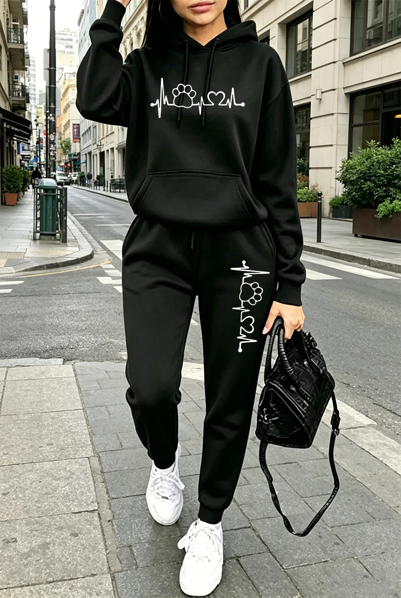 Winter Clothing For Women - ชุดวอร์มผู้หญิงปี 2026 เสื้อฮู้ดพิมพ์ลายลำลอง เสื้อสเวตเชิ้ตสำหรับกิจกรรมกลางแจ้ง กีฬา วิ่งจ๊อกกิ้ง